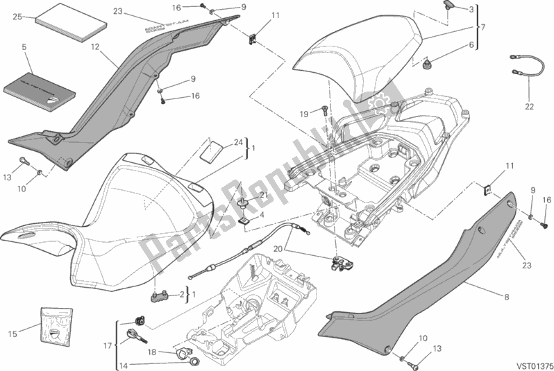 Alle onderdelen voor de Stoel van de Ducati Multistrada 1200 S Touring Brasil 2015